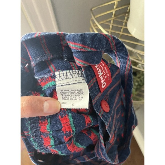 Vintage EUC Oshkosh 6 Vestbak Floral Overalls Made in USA Navy Blue Red - Picture 6 of 7